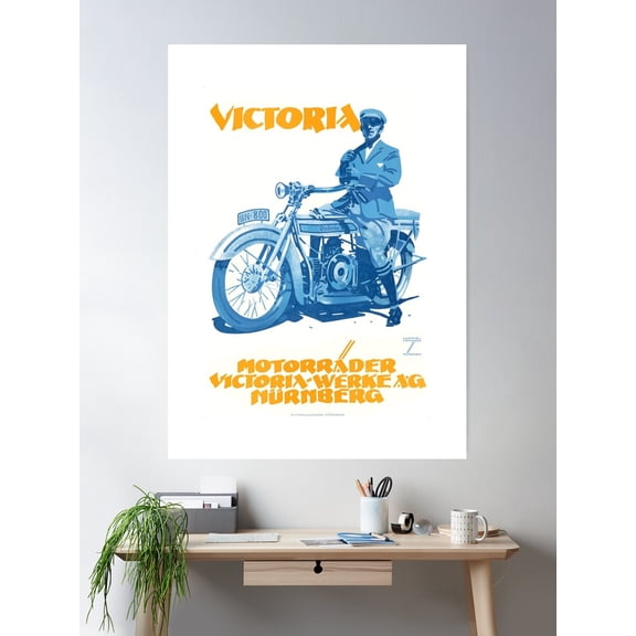 1920 Victoria Motorcycles German Advertising Poster Poster Wall Art, Modern Wall Decor For Living Room Bedroom, 16x24 UNFRAMED