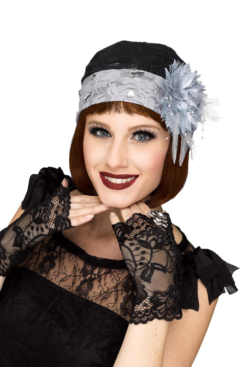 Ladies' 1920's Black Flapper Hat