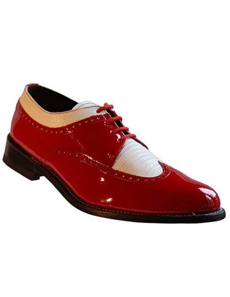 Stacy Baldwin Men's Wide Eee Width Wingtips Two Toned Dress All Leather 1920's Gangster Vintage Style Oxfords Brown and White