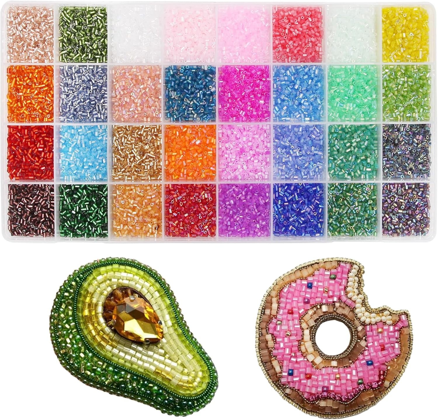 19200Pcs Tube Beads Kit 3mm Glass Bugle Seed Beads for Jewelry Making Embroidery & Home Decor (32 Vibrant Color)