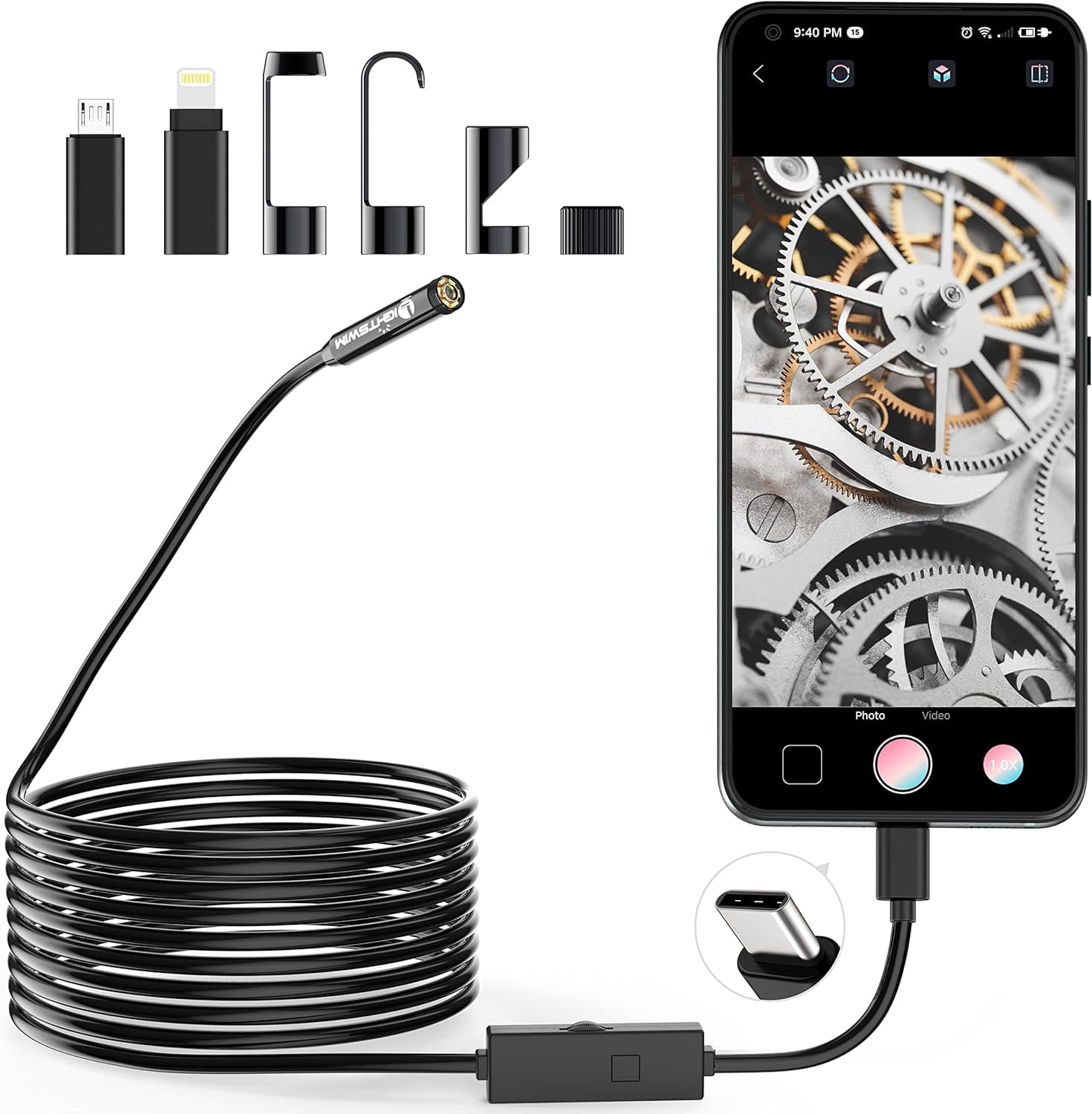 1920P Endoscope Snake Inspection Camera, Type C Borescope, Scope Camera ...