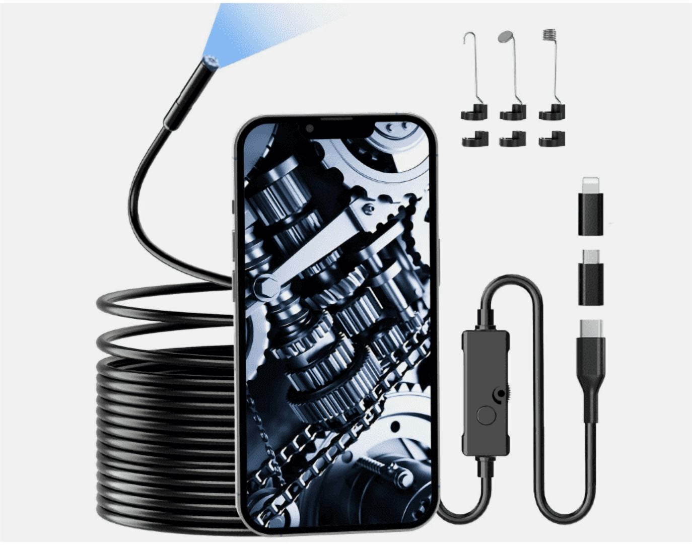 1920P HD Endoscope Camera with Light – 16.4FT Borescope Inspection Camera with 8 LED Lights, Waterproof Snake Camera for Automotive, Plumbing & Home Inspection
