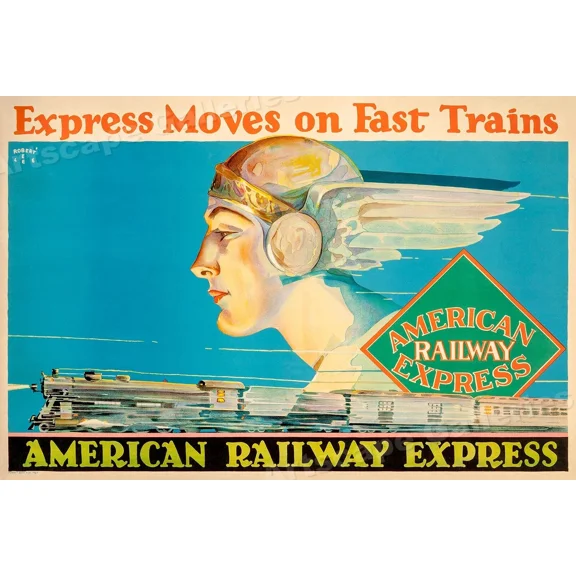1920S American Railway Express Vintage Style Railroad Travel Poster Home Decor Office Wall Art
