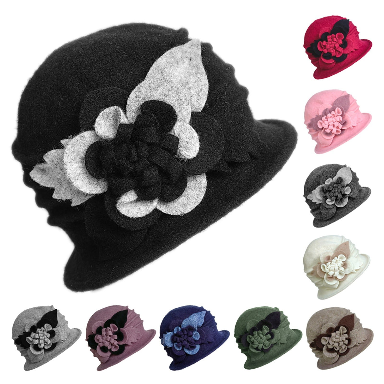 1920S Flapper Hat Elegant Winter Beret Featuring a Bucket Hat ...