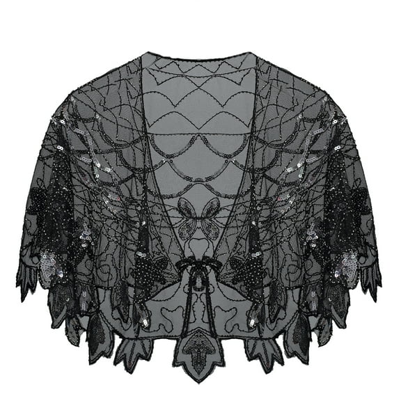 1920S Vintage Party Masquerade Women'S Sequins Sheer Shrug Cardigan Lightweight