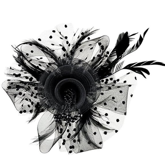 1920s 50s Vintage Fascinators Hat for Women Tea Party Headband Hats Cocktail Flower Mesh Feathers Headwear Hair Clip for Wedding Bridal Shower Weddings Themed Events by Comdrip Black