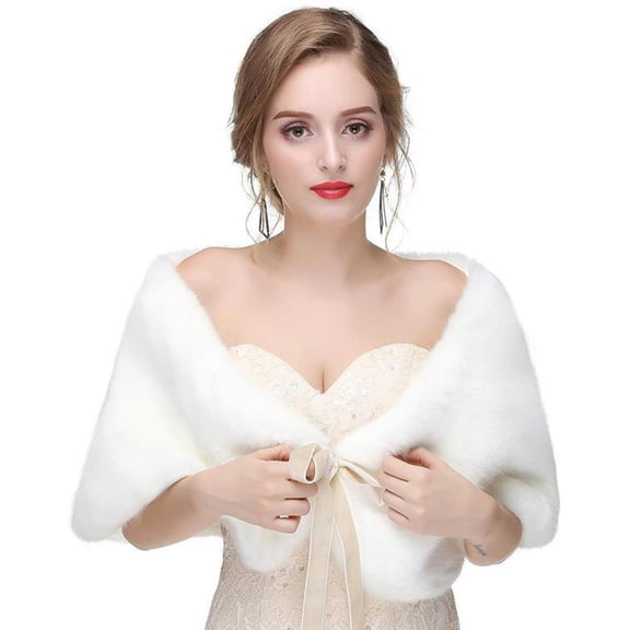 1920s Bride Wedding Faux Furs Shawls Wraps Winter Bridal Furry Stoles Scarfs for Women and Bridesmaids Fuzzy Capelet