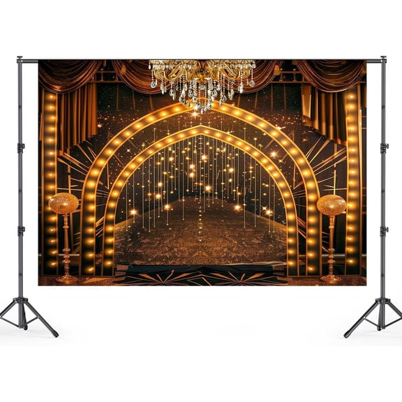 1920s Dinner Backdrop Black Art Deco Photo Booth Decor 7x5FT
