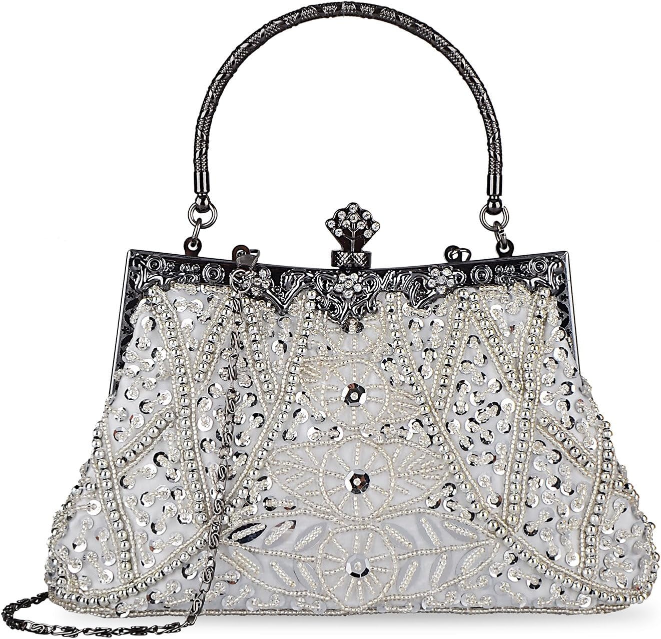1920s Evening Bags Unique Sequin Beaded Clutch Purses for Cocktail Wedding Party Prom