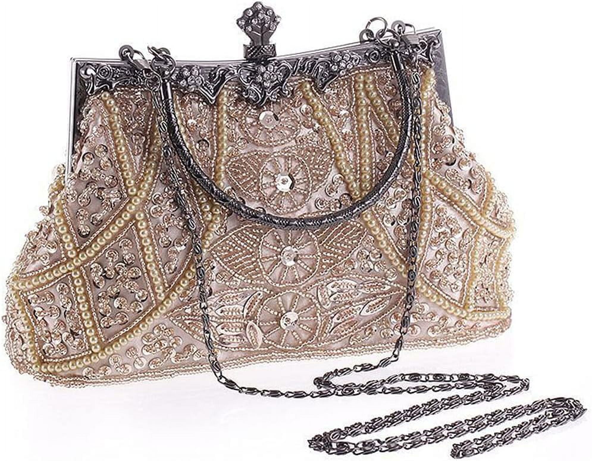 1920s Evening Bags Unique Sequin Beaded Clutch Purses for Cocktail Wedding Party Prom