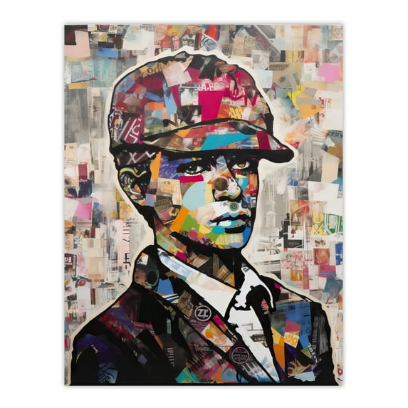 1920s Fashion Collage Artwork Upcycled Newspaper Boy Young Man Portrait Vibrant Colourful Bold Pop Art Modern Painting Extra Large XL Wall Art Poster Print