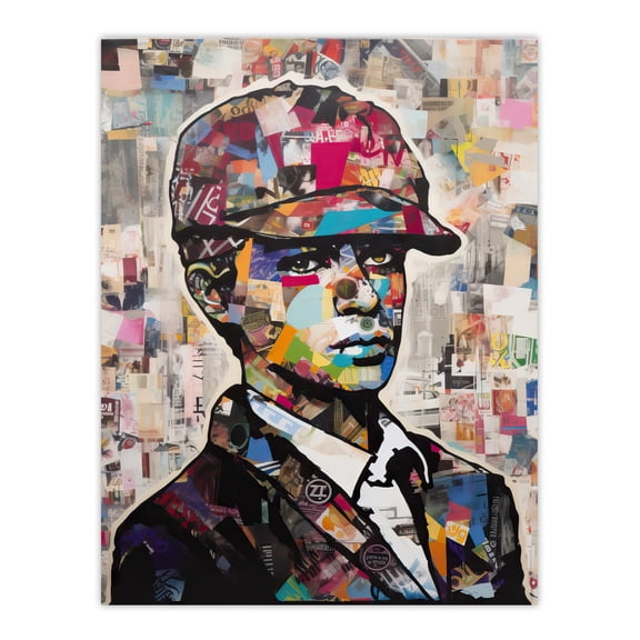 1920s Fashion Collage Artwork Upcycled Newspaper Boy Young Man Portrait Vibrant Colourful Bold Pop Art Modern Painting Unframed Wall Art Print Poster Home Decor Premium
