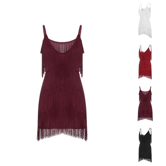 1920s Flapper Dresses for Women Sleeveless V Neck Tassel Fringe Latin Dance Dress 1920s Gatsby Party Ballroom Dance Dress