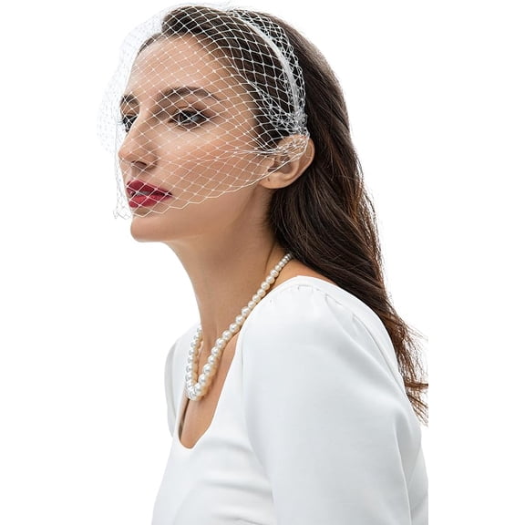 1920s Flapper Fascinator Mesh Veil Headband Bridal Wedding Tea Party Fascinator Veil for Women