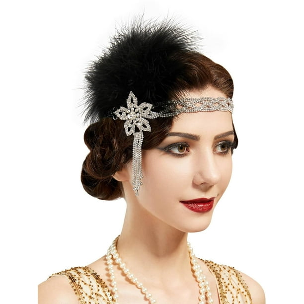 Vintage Flapper Headband Women 1920s Feather Rhinestone Glam Dressy Accessory 1920s Rhinestone & Red Feather Headband – Flapper Boutique main image 4