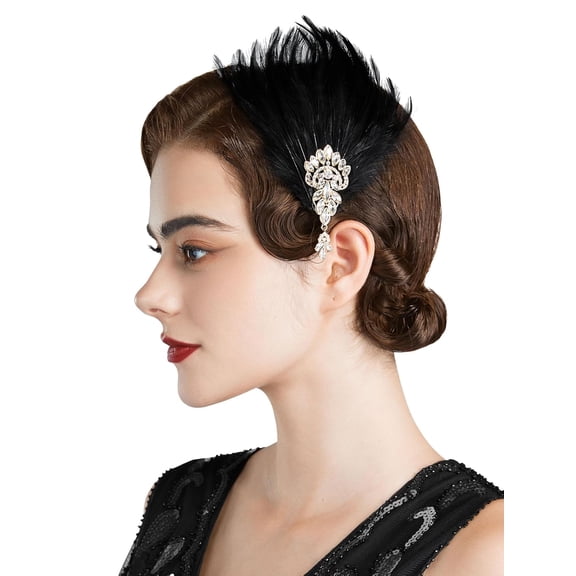 1920s Flapper Headband Roaring 20s Great Gatsby Headpiece Rhinestone Hair Clip Hair Accessories for Women