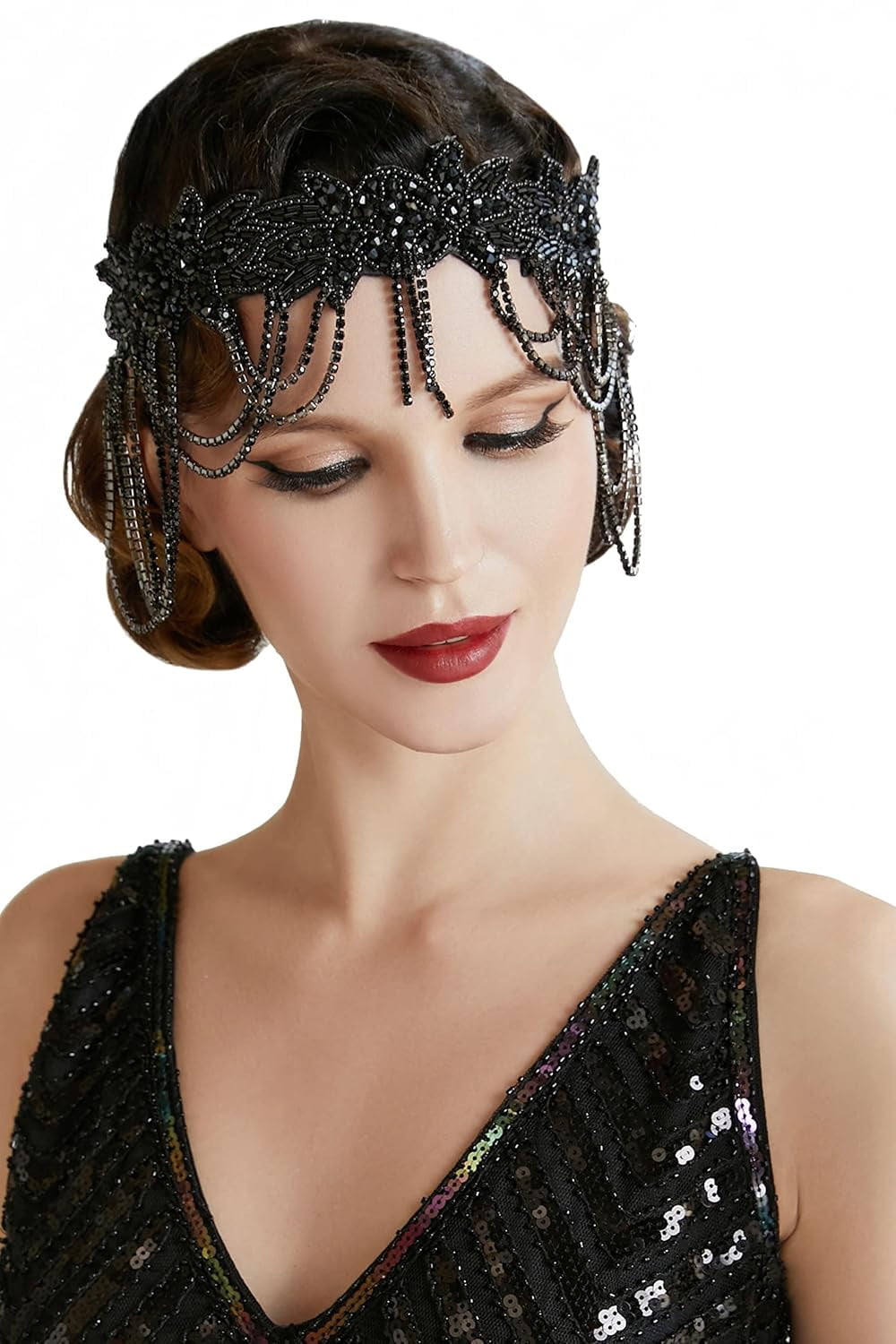 1920s Flapper Headpiece Roaring 20s Headband Great Gatsby Headband Chain  for Women Vintage Hair Accessory - Walmart.com, image size:1000x1500