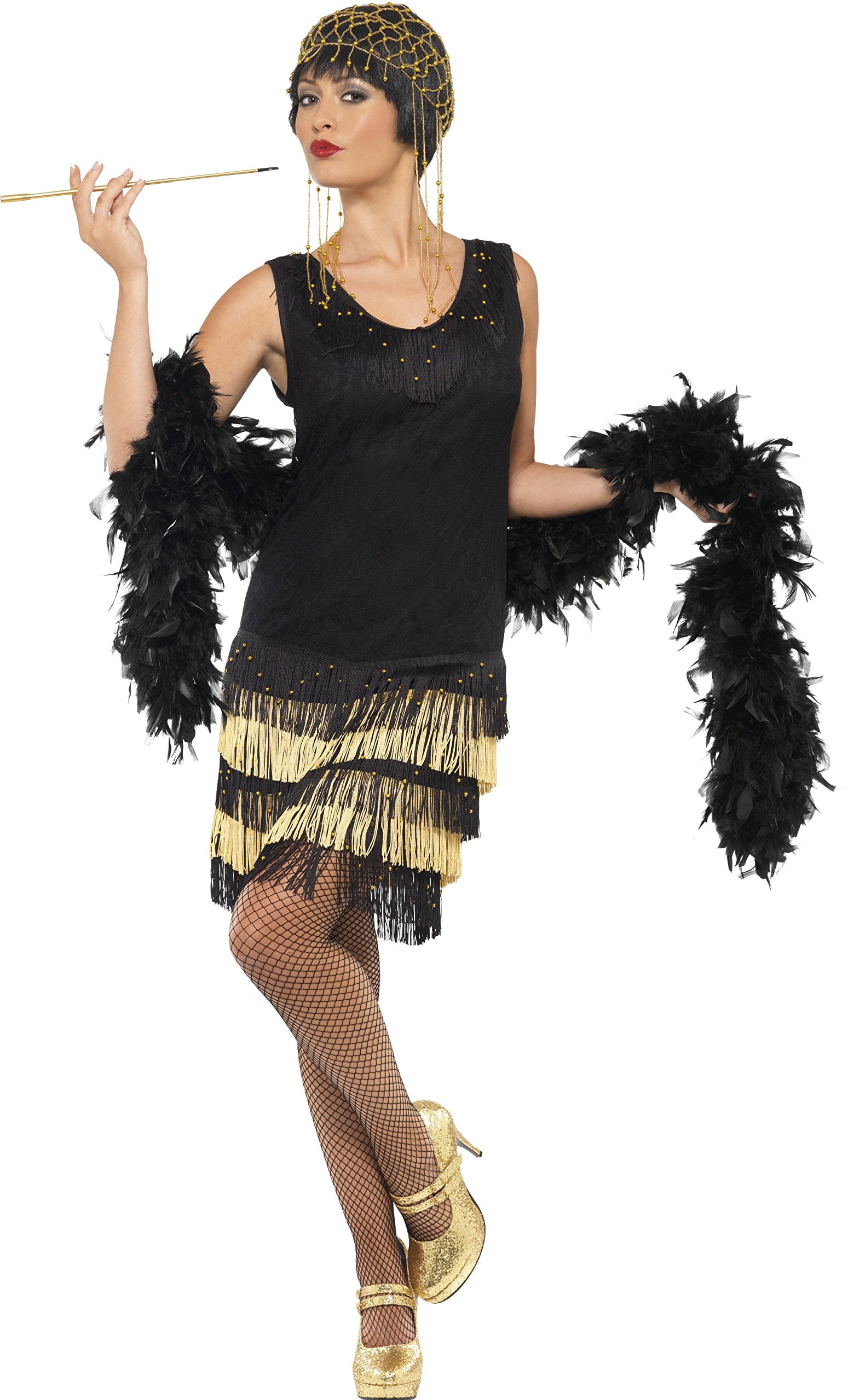 1920s Fringed Flapper Costume Adult Black 1920s Fringed Flapper Costume Adult Black