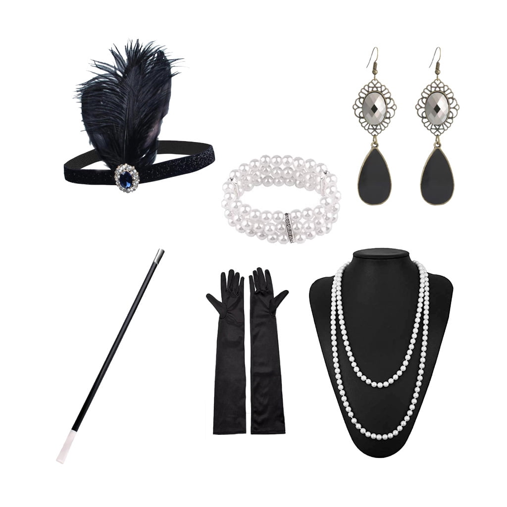 1920s Gatsby Accessories Set for Women Flapper Headband 20s Headpiece