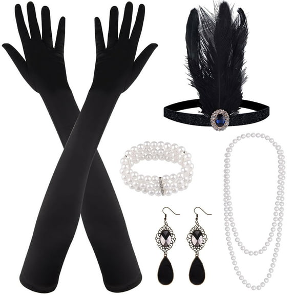 1920s Great Gatsby Accessories Set for Women Flapper Headband Roaring 20s Costume