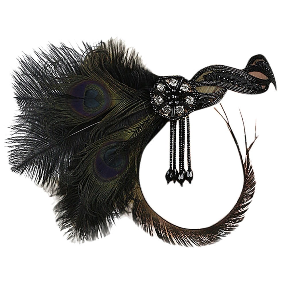 1920s Headpiece for Women Feather Tassel Headband Elegant Vintage