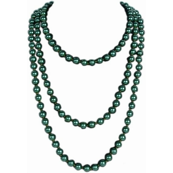 1920s Long Fake Pearls Strand Necklace Layered Retro Vintage Imitation Round Beaded Ball for Women Flapper Party Halloween Jewelry Mother's Day Gift