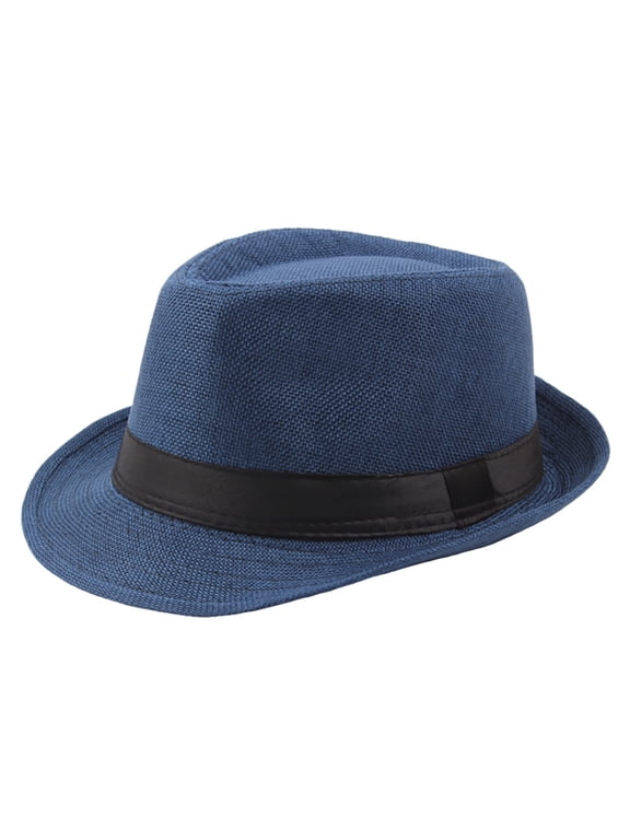 1920s Men Fedora Hat Cap for Men,Manhattan Hat for 1920s Mens Costume Accessories Blue One Size