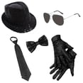 thumbnail image 1 of 1920s Mens Outfit 1920s Mens Accessories 1920s Mens Outfit Magician Accessories Magician Clothes Manhattan 1920s Mens Hat Accessories Gatsby Gangster Retro Hat Suspender Bow Tie Set, Black, 1 of 2