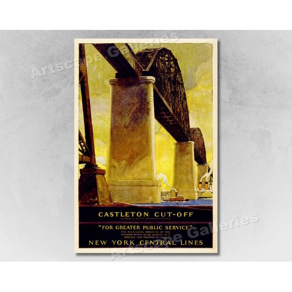 1920s New York Central Lines Vintage Style Train Travel, Unframed Poster