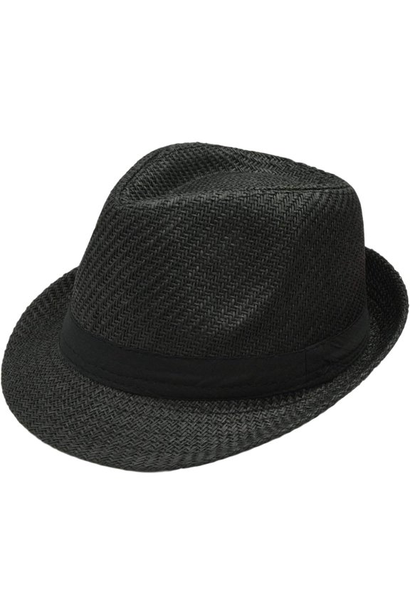 1920s Panama Style Black Sun Hat for Adults, Boys, Girls and Children Summer Beach Sun Hat (Medium)