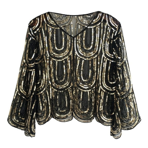 1920s Shawl Vintage Evening Wrap Sequin Cape