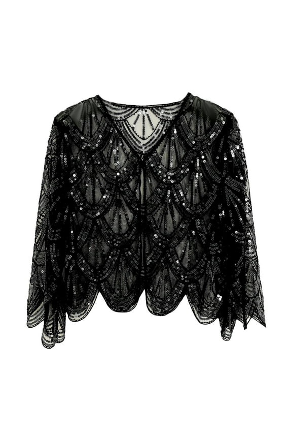 1920s Shawl Vintage Evening Wrap Sequin Cape