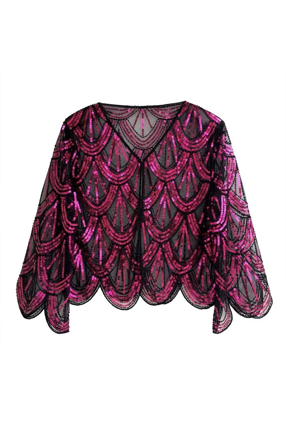 1920s Shawl Vintage Evening Wrap Sequin Cape