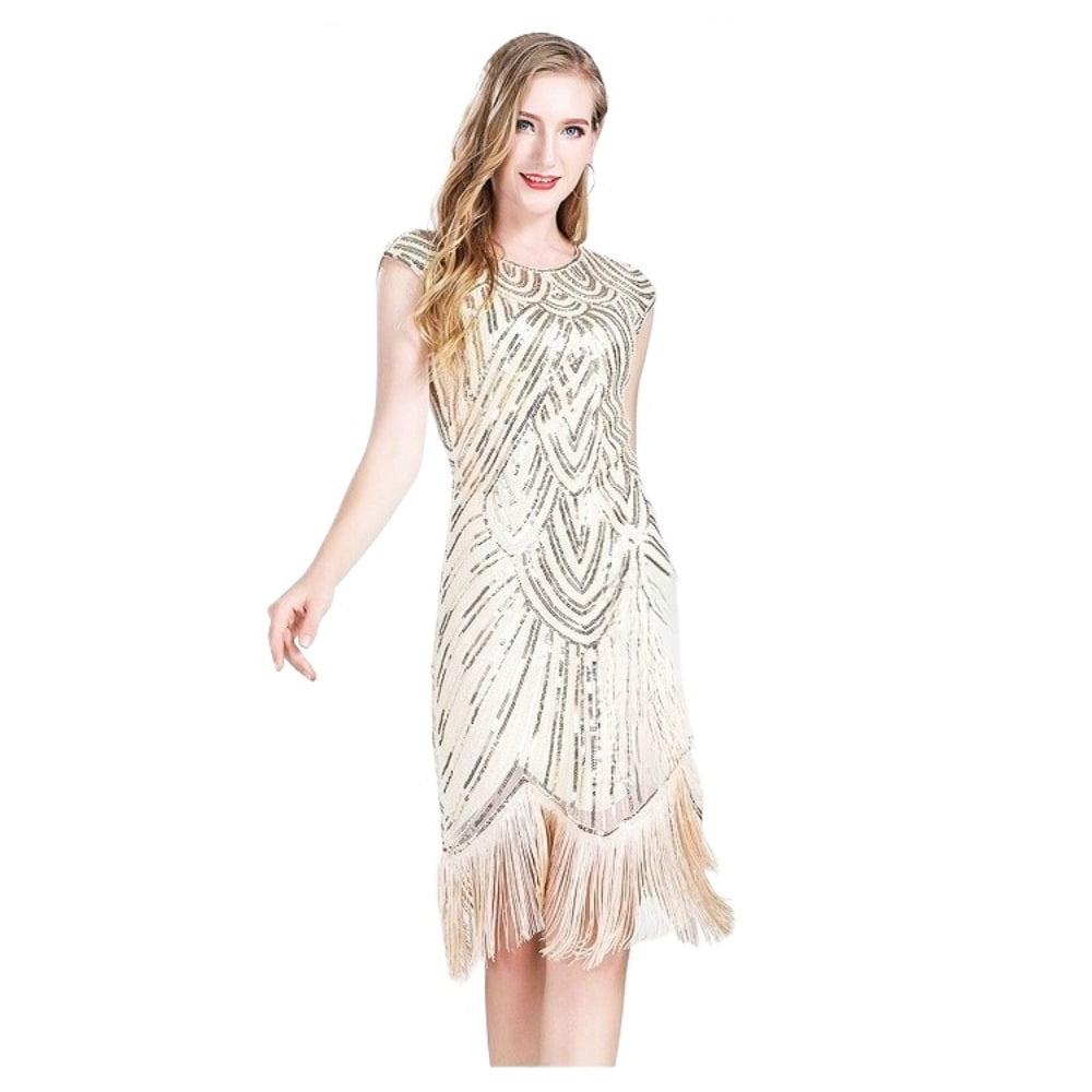 1920s Style Sequin Fringe Flapper Dress Beaded Gatsby Party Dress — free download