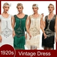 thumbnail image 1 of 1920s Vintage Dress Summer Fringe Beaded Great Gatsby Flapper Evening Dress Party Cocktail Prom,3XL,White, 1 of 6