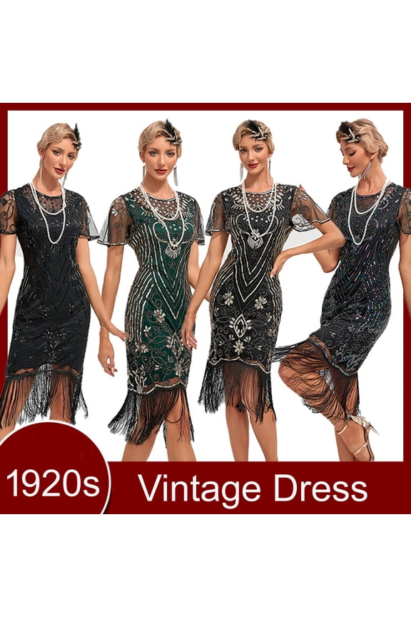 1920s Vintage Dress Summer Fringe Beaded Great Gatsby Flapper Evening Dress Party Cocktail Prom
