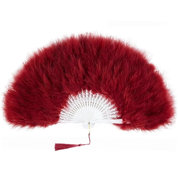 1920s Vintage Flapper Hand Fan For Halloween Dancing Party Wedding Party Proms Party Claret