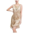 thumbnail image 1 of 1920s Vintage Fringed Personality Vintage Sequin Beaded Tassels Hem Flapper Dress For Women, 1 of 6