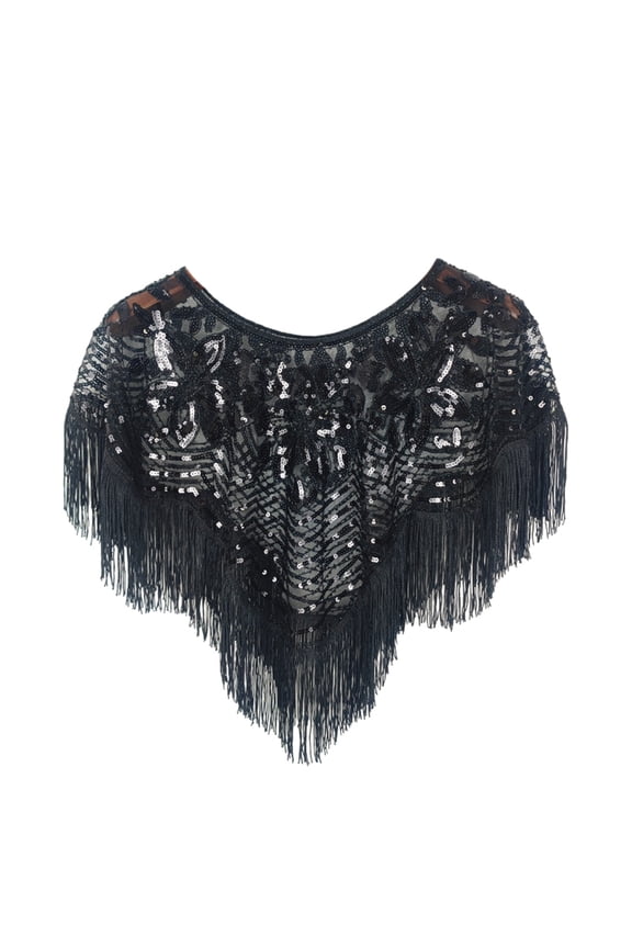 1920s Vintage Sequined Evening Cape – Glamorous Bridal Shrug, Transparent Party Shawl, Roaring 21s Flapper Wrap for Weddings & Special Occasions
