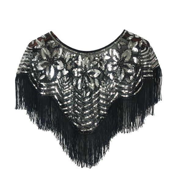 1920s Vintage Sequined Evening Cape – Glamorous Bridal Shrug, Transparent Party Shawl, Roaring 22s Flapper Wrap for Weddings & Special Occasions