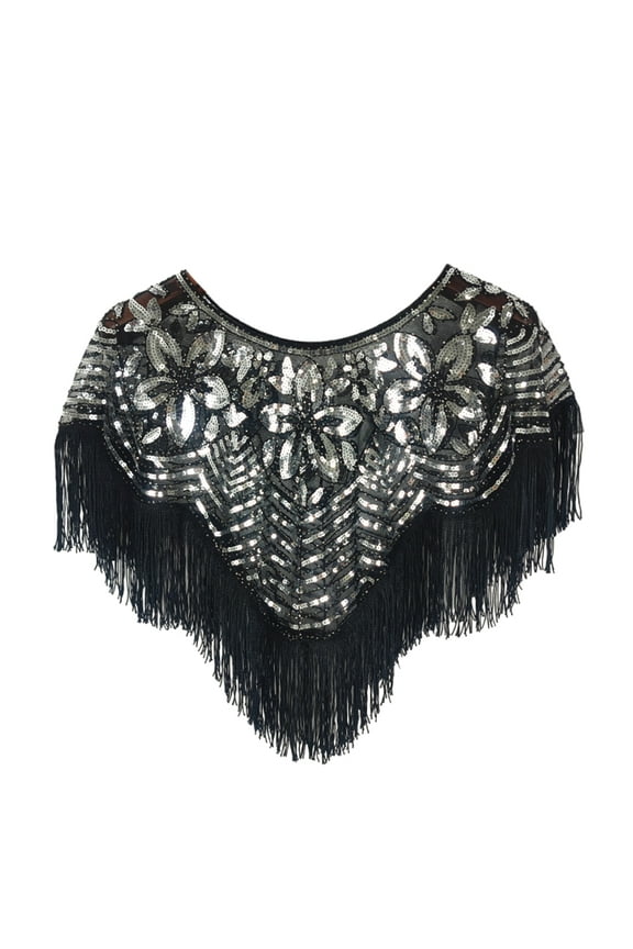 1920s Vintage Sequined Evening Cape – Glamorous Bridal Shrug, Transparent Party Shawl, Roaring 22s Flapper Wrap for Weddings & Special Occasions