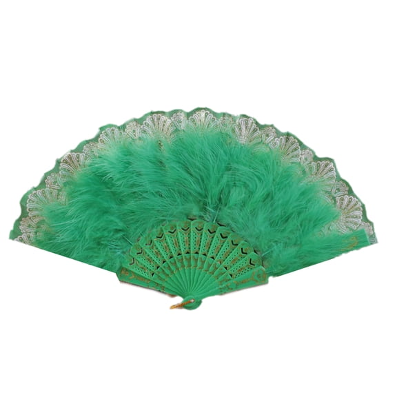 1920s Vintage Styles Flapper Feathered Fan for Women Folding Handheld Lace Fan for Wedding Parties and Cosplay Costume