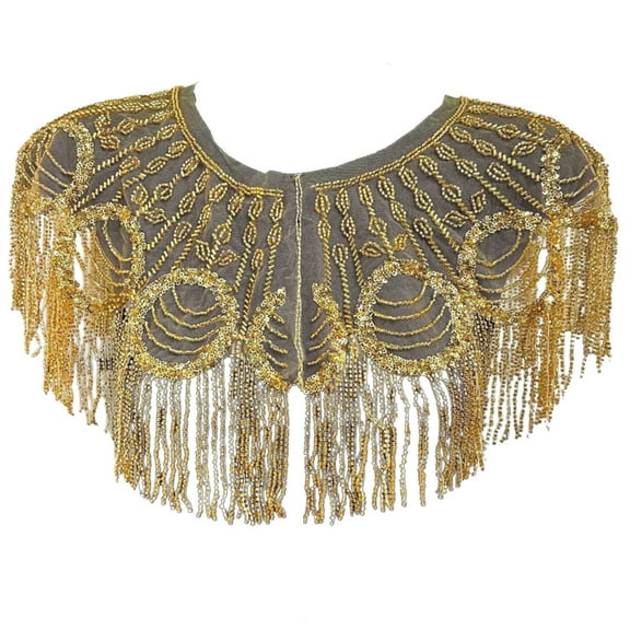1920s Women’s Embroidery Sequined Shawl Wrap Sparkling Beaded Tassels Bridal Boleros Flapper Evening Capes Stoles Scarf