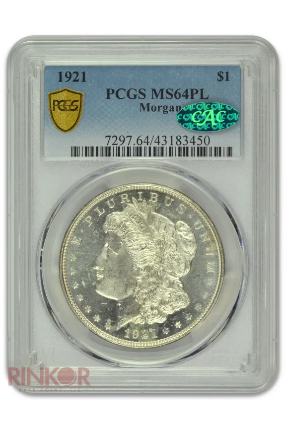 1921 $1 Morgan Dollar PCGS MS 64 PL CAC