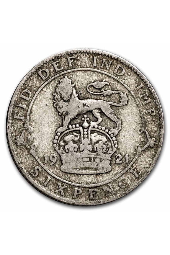 1921-1927 Great Britain Silver 6 Pence George V Avg Circ