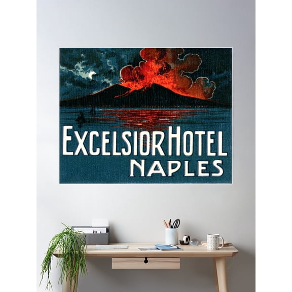 1921 Excelsior Hotel Naples Italy Poster Wall Art, Modern Wall Decor For Living Room Bedroom, 8x12 UNFRAMED