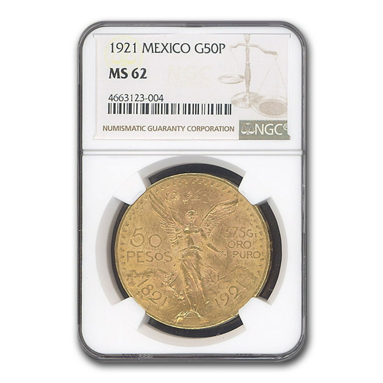 1921 Mexico Gold 50 Pesos MS 62 NGC Walmart