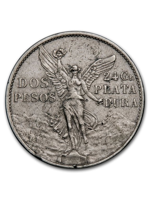1921 Mexico Silver 2 Pesos Winged Victory Avg Circ