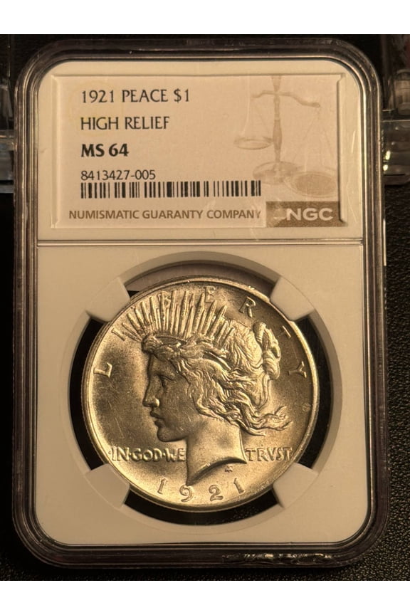 1921 Peace Silver Dollar NGC MS-64 FLASHY GREAT STRIKE HIGH RELIEF