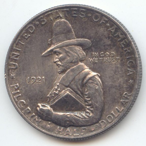 1921 Pilgrim Tercentenary Commemorative Half Dollar, AU-Unc Details